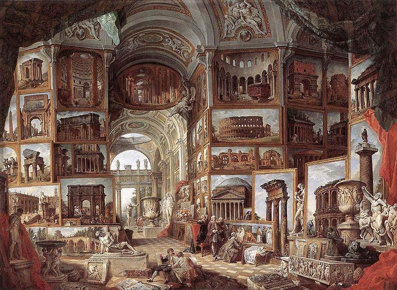 Giovanni Paolo Pannini Picture gallery with views of ancient Rome Norge oil painting art